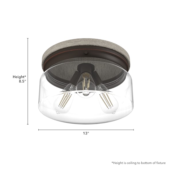 Hunter Devon Park 3 Light Flush Mount in Onyx Bengal