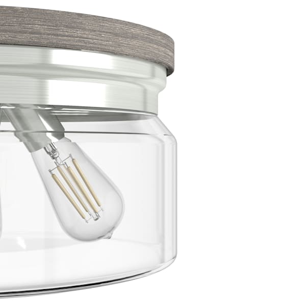 Hunter Devon Park 3 Light Flush Mount in Brushed Nickel