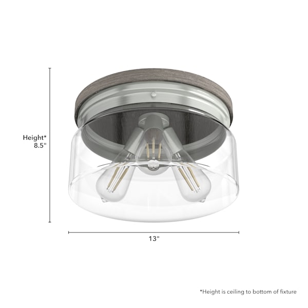 Hunter Devon Park 3 Light Flush Mount in Brushed Nickel