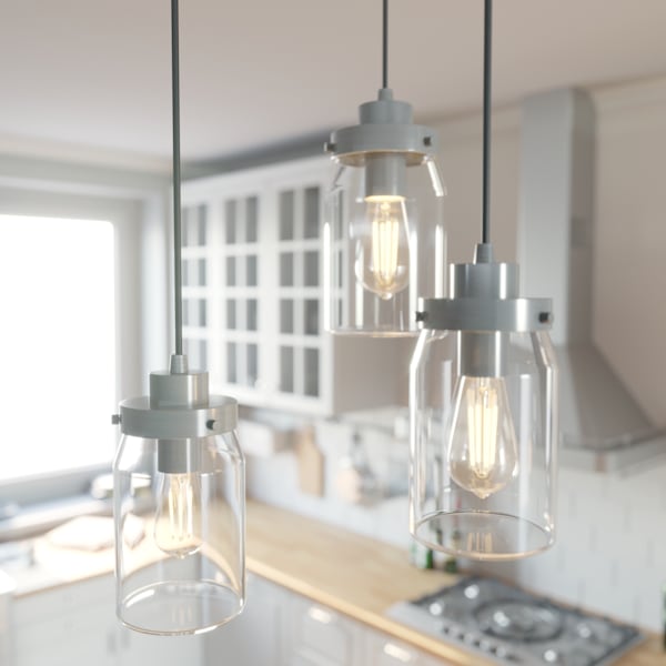 Hunter Devon Park 3 Light Chandelier in Brushed Nickel