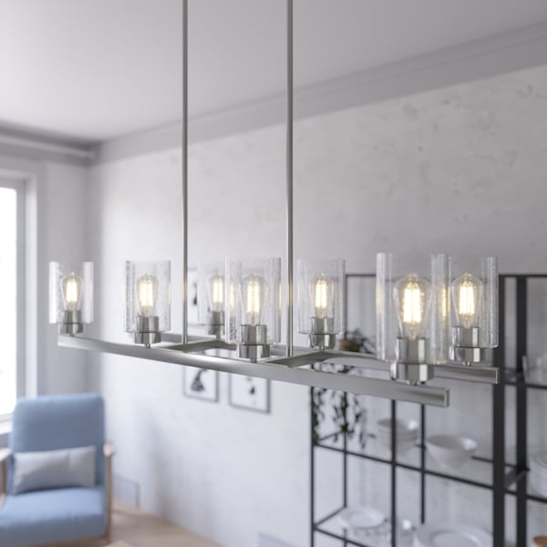 Hunter Hartland 8 Light Linear Chandelier in Brushed Nickel