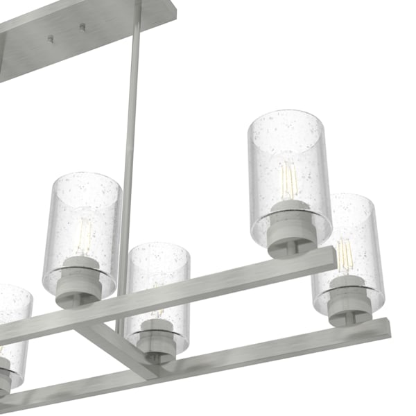 Hunter Hartland 8 Light Linear Chandelier in Brushed Nickel