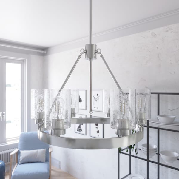 Hunter Hartland 6 Light Chandelier in Brushed Nickel