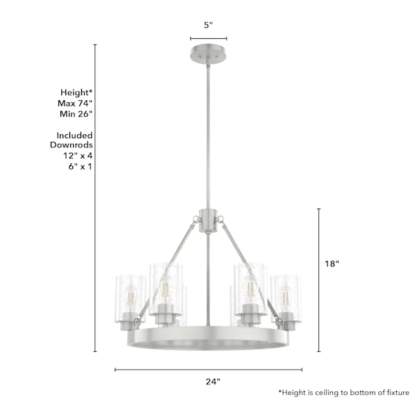 Hunter Hartland 6 Light Chandelier in Brushed Nickel