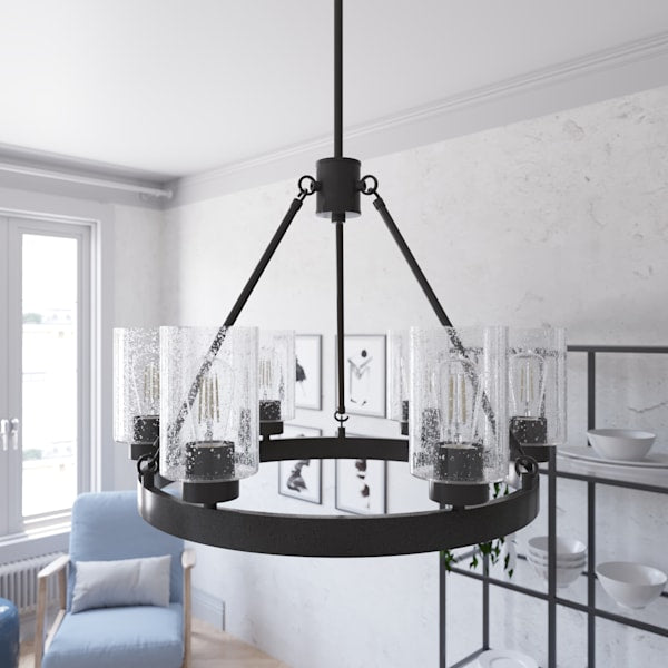 Hunter Hartland 6 Light Chandelier in Nickle Bronze