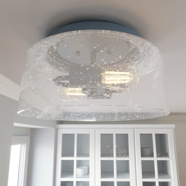 Hunter Hartland 2 Light Flush Mount in Indigo Blue