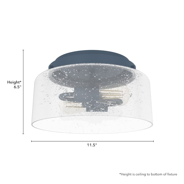 Hunter Hartland 2 Light Flush Mount in Indigo Blue