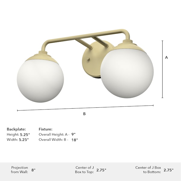 Hunter Hepburn 2 Light Vanity Light in Painted Modern Brass