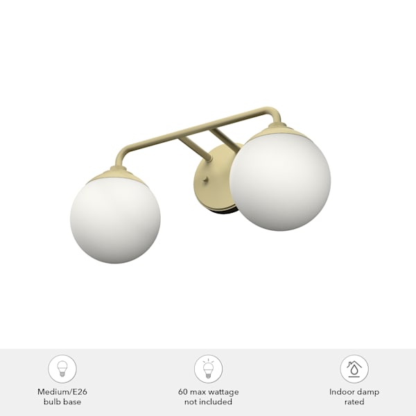 Hunter Hepburn 2 Light Vanity Light in Painted Modern Brass