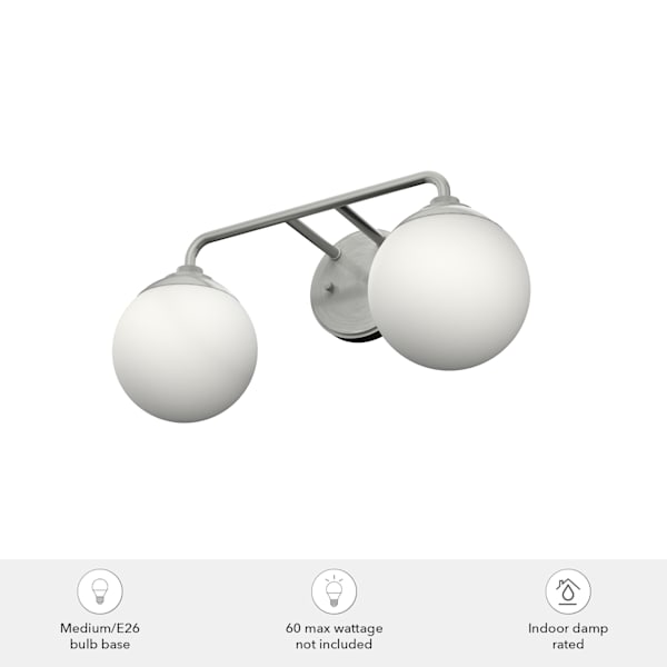 Hunter Hepburn 2 Light Vanity Light in Brushed Nickel