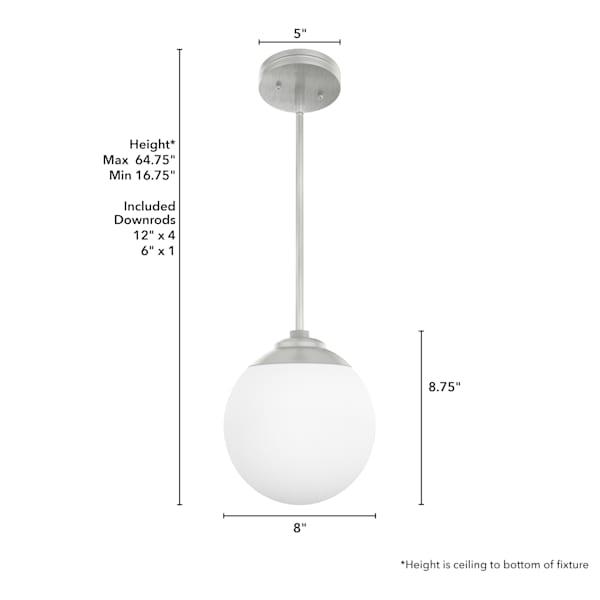 Hunter Hepburn 1 Light Mini Pendant in Brushed Nickel