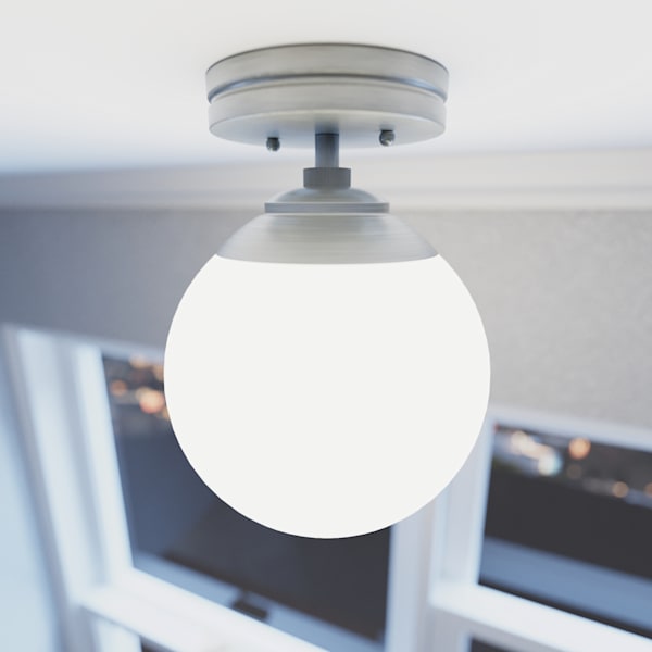 Hunter Hepburn 1 Light Semi-Flush Mount in Brushed Nickel