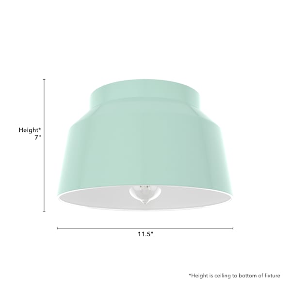 Hunter Cranbrook 1 Light Flush Mount in Mint