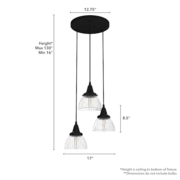Hunter Cypress Grove 3 Light Round Chandelier in Natural Iron