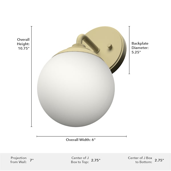 Hunter Hepburn 1 Light Wall Sconce in Painted Modern Brass