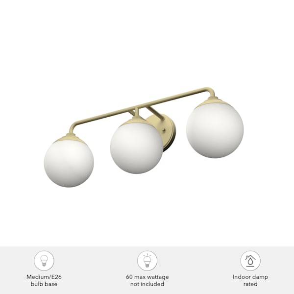 Hunter Hepburn 3 Light Vanity Light in Painted Modern Brass
