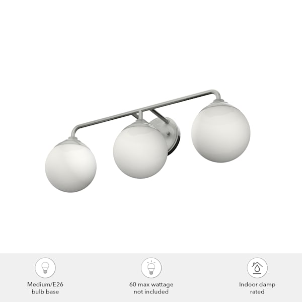 Hunter Hepburn 3 Light Vanity Light in Brushed Nickel
