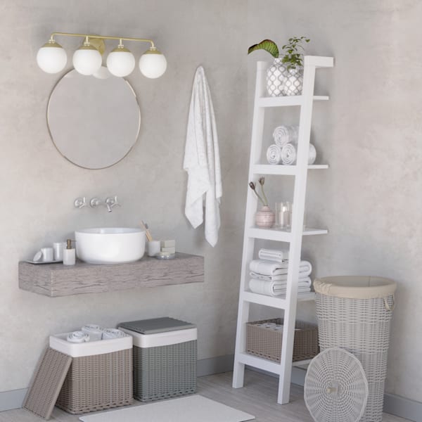 Hunter Hepburn 4 Light Vanity Light in Painted Modern Brass