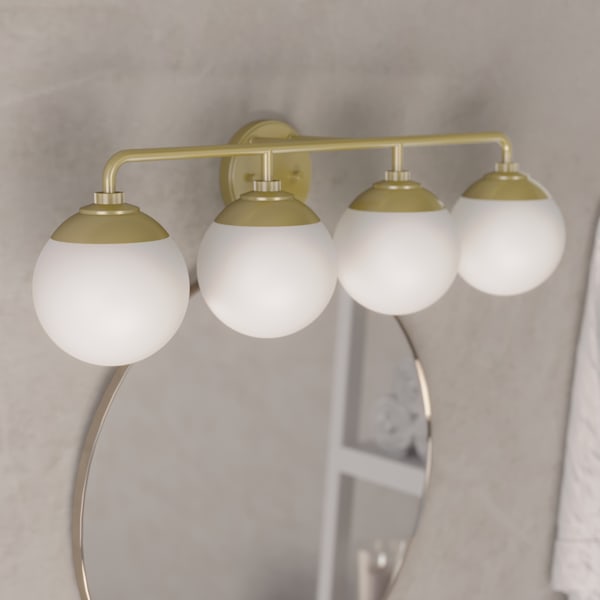 Hunter Hepburn 4 Light Vanity Light in Painted Modern Brass