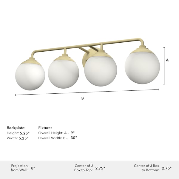 Hunter Hepburn 4 Light Vanity Light in Painted Modern Brass