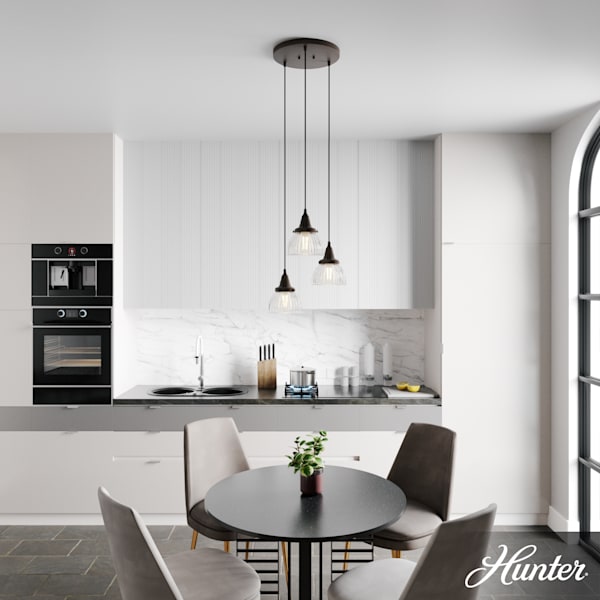 Hunter Cypress Grove 3 Light Round Chandelier in Onyx Bengal