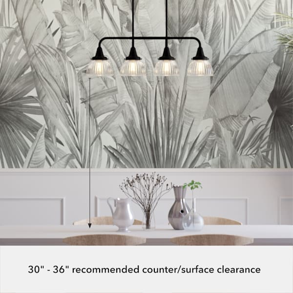 Hunter Cypress Grove 4 Light Linear Chandelier in Natural Iron