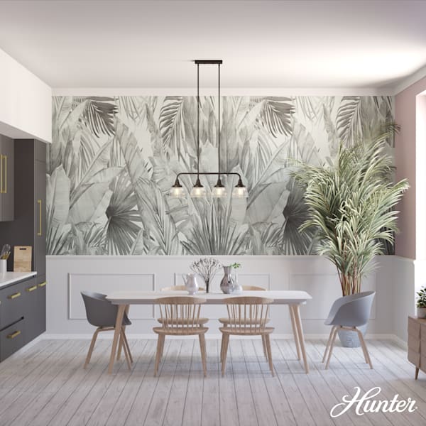 Hunter Cypress Grove 4 Light Linear Chandelier in Natural Iron