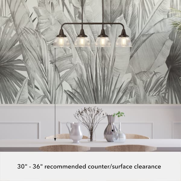 Hunter Cypress Grove 4 Light Linear Chandelier in Natural Iron