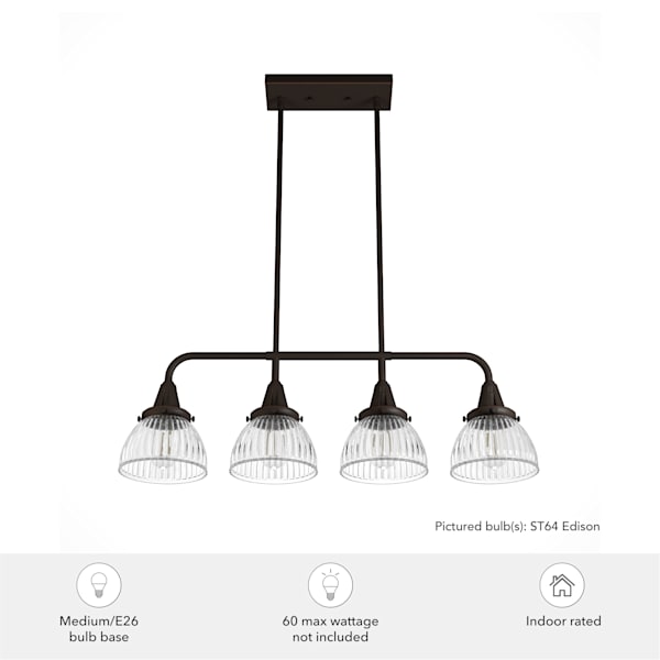 Hunter Cypress Grove 4 Light Linear Chandelier in Natural Iron