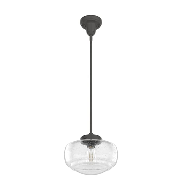 Hunter Saddle Creek 1 Light Mini Pendant in Noble Bronze with Clear Seeded Glass