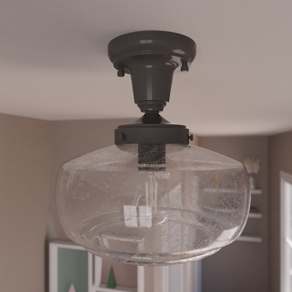 Hunter Saddle Creek 1 Light Mini Pendant in Noble Bronze with Clear Seeded Glass