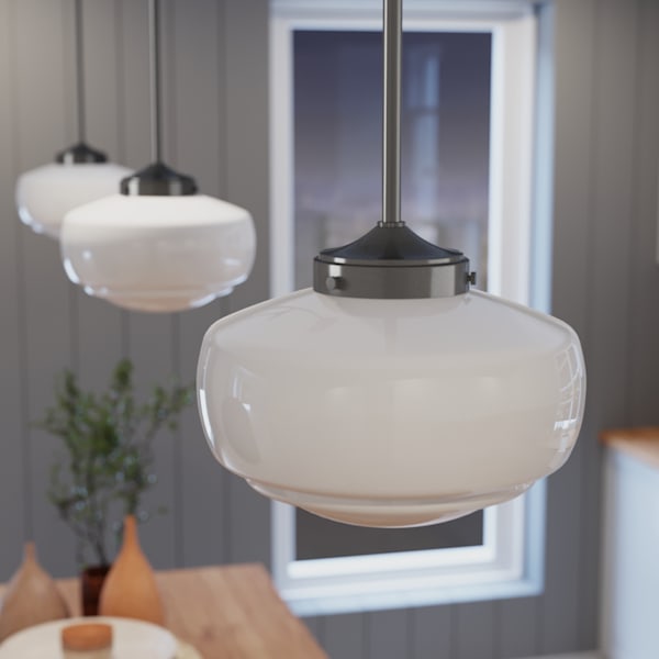 Hunter Saddle Creek 1 Light Mini Pendant in Noble Bronze with Cased White Glass