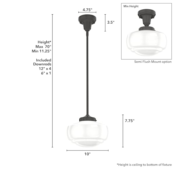 Hunter Saddle Creek 1 Light Mini Pendant in Noble Bronze with Cased White Glass