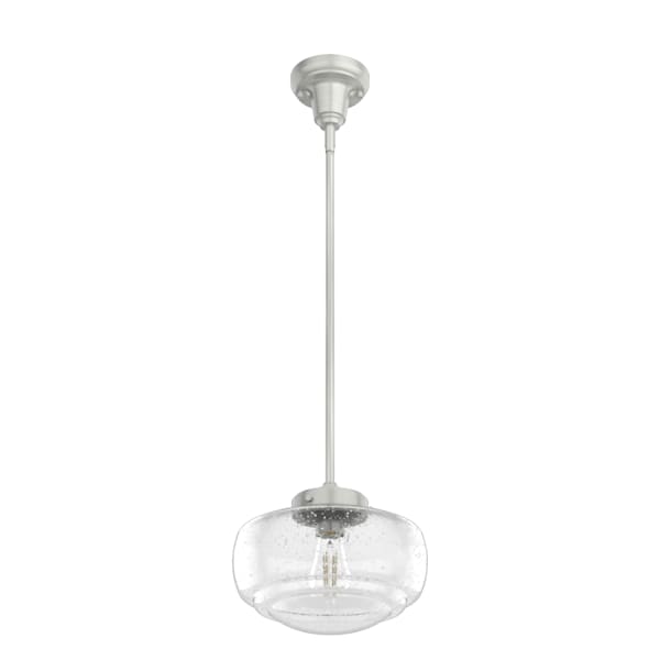 Hunter Saddle Creek 1 Light Mini Pendant in Brushed Nickel with Clear Seeded Glass