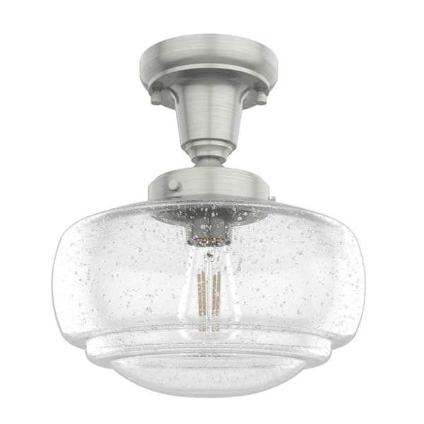 Hunter Saddle Creek 1 Light Mini Pendant in Brushed Nickel with Clear Seeded Glass
