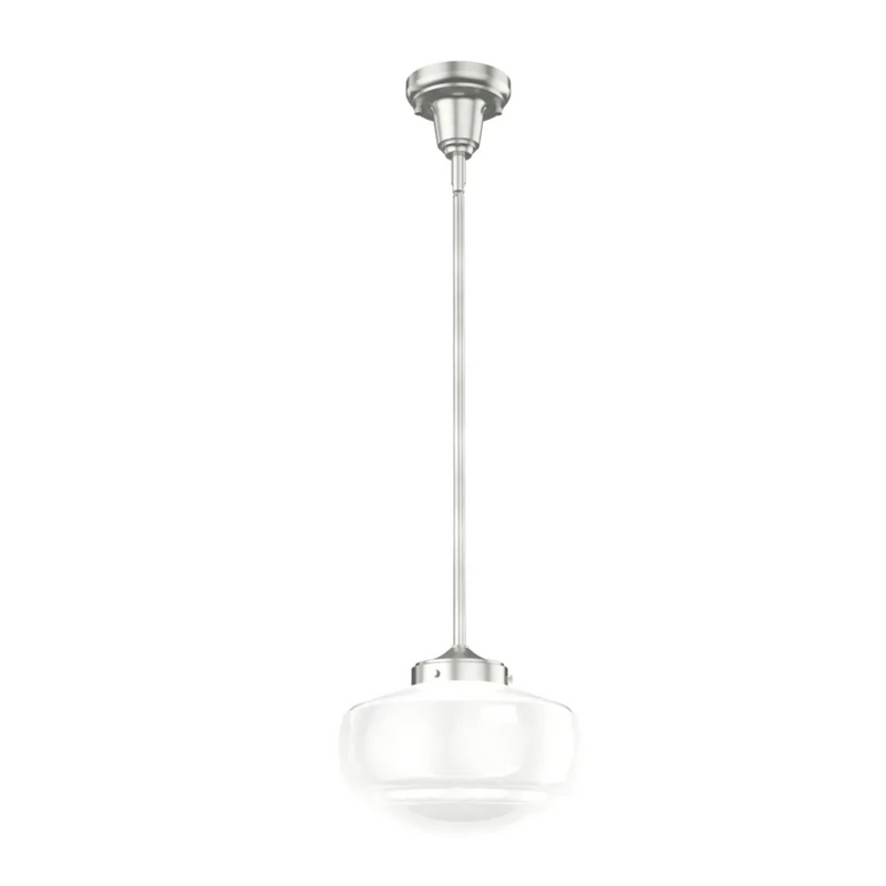 Hunter Saddle Creek 1 Light Mini Pendant in Brushed Nickel with Cased White Glass