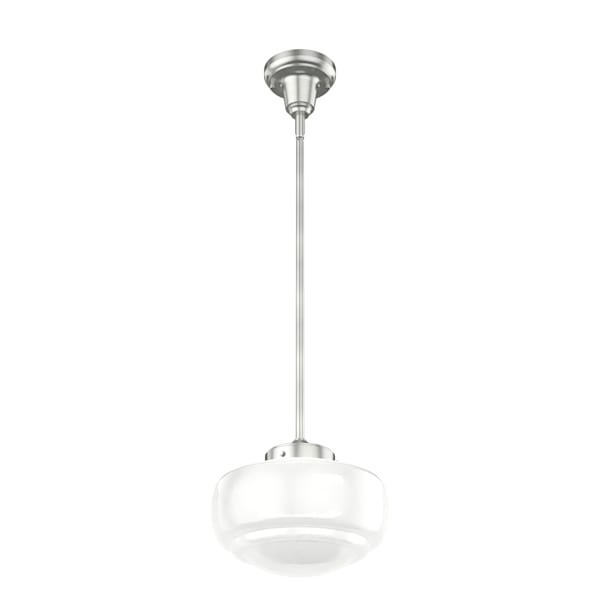 Hunter Saddle Creek 1 Light Mini Pendant in Brushed Nickel with Cased White Glass