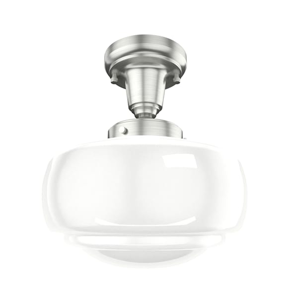 Hunter Saddle Creek 1 Light Mini Pendant in Brushed Nickel with Cased White Glass