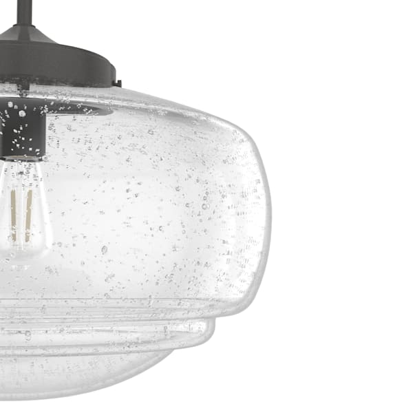 Hunter Saddle Creek 1 Light Large Pendant in Noble Bronze with Clear Seeded Glass