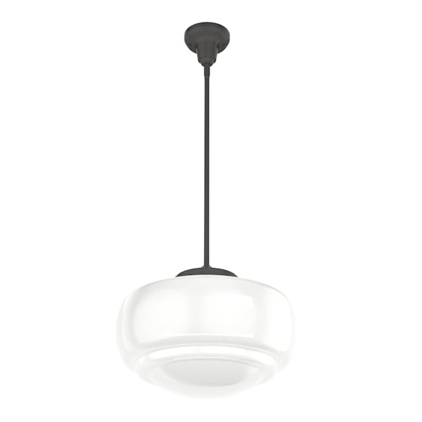 Hunter Saddle Creek 1 Light Large Pendant in Noble Bronze with Cased White Glass