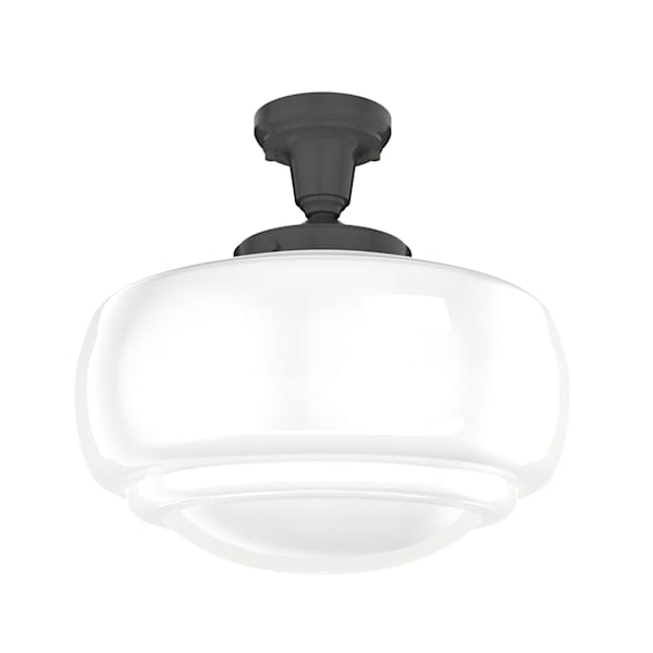 Hunter Saddle Creek 1 Light Large Pendant in Noble Bronze with Cased White Glass