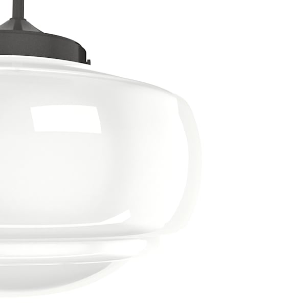 Hunter Saddle Creek 1 Light Large Pendant in Noble Bronze with Cased White Glass