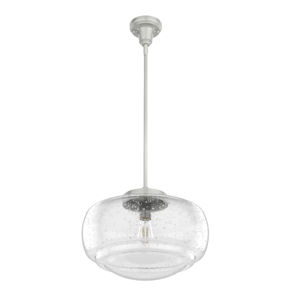 Hunter Saddle Creek 1 Light Large Pendant in Brushed Nickel with Clear Seeded Glass