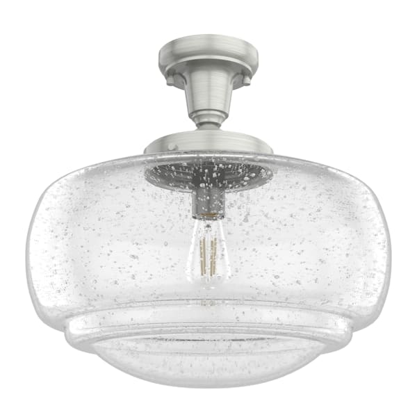 Hunter Saddle Creek 1 Light Large Pendant in Brushed Nickel with Clear Seeded Glass