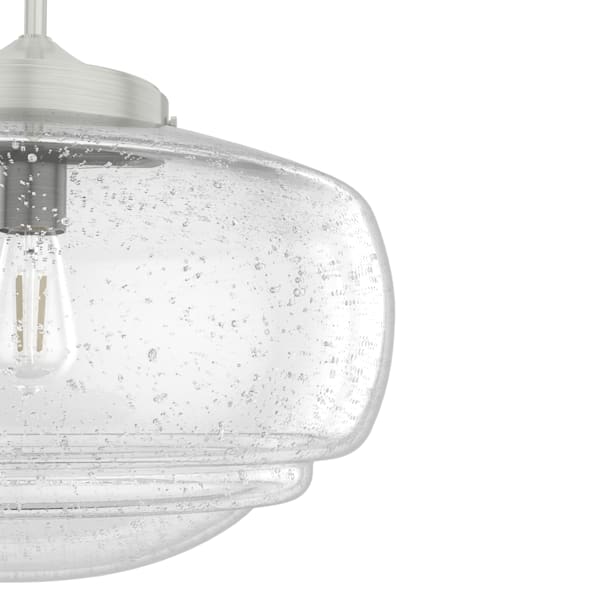 Hunter Saddle Creek 1 Light Large Pendant in Brushed Nickel with Clear Seeded Glass