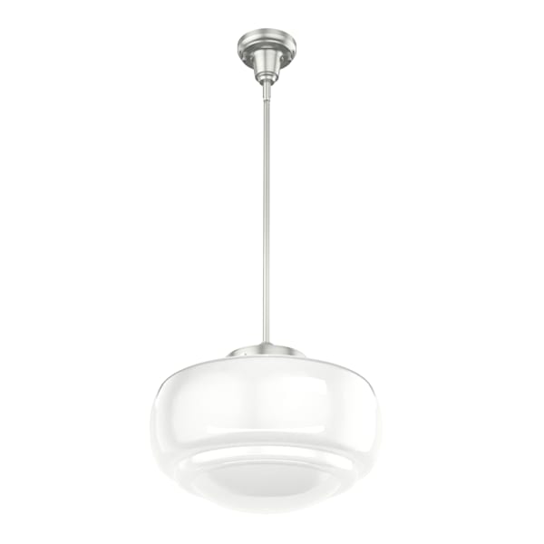 Hunter Saddle Creek 1 Light Large Pendant in Brushed Nickel with Cased White Glass