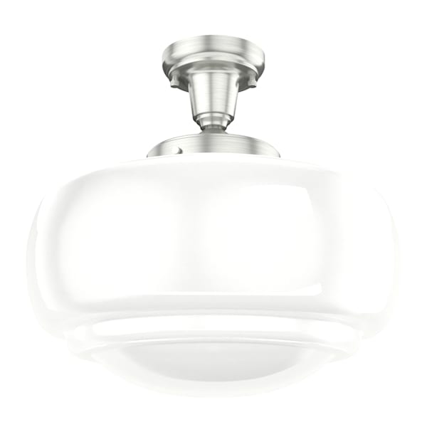 Hunter Saddle Creek 1 Light Large Pendant in Brushed Nickel with Cased White Glass