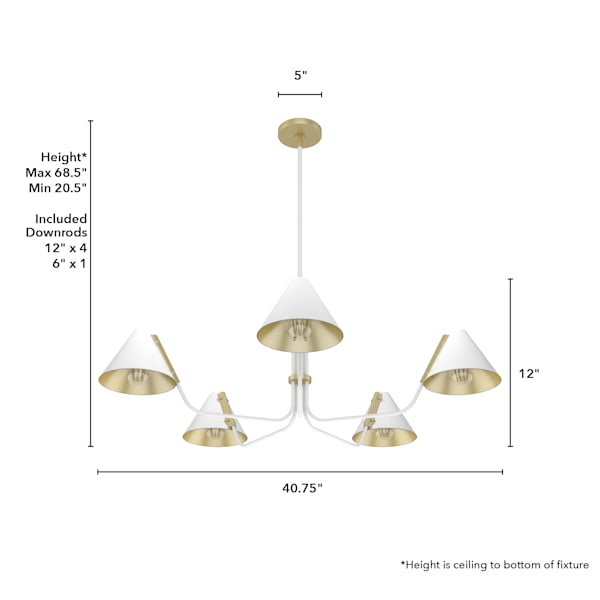 Hunter Grove Isle 5 Light Chandelier in Matte White