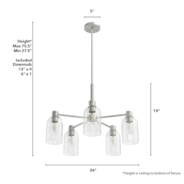 Hunter Lochemeade 5 Light Chandelier in Brushed Nickel