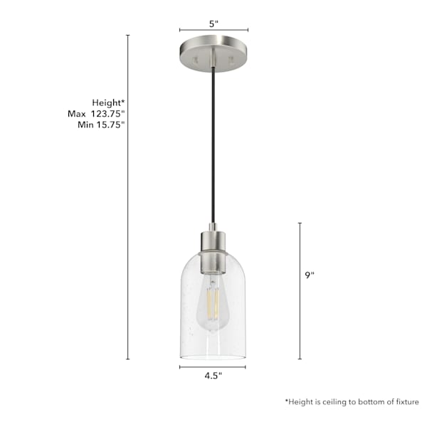 Hunter Lochemeade 1 Light Mini Pendant in Brushed Nickel